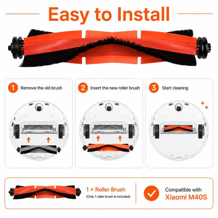 Replacement Accessories for Xiaomi Mijia M40 S Robot Vacuum Cleaner, Specification:Main Brush - Image 6