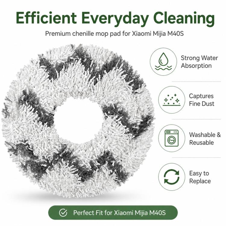 Replacement Accessories for Xiaomi Mijia M40 S Robot Vacuum Cleaner, Specification:White Striped Mop Pad - Image 5