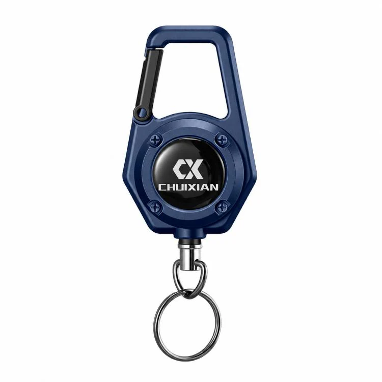 Retractable Reel Carabiner 80cm Steel Wire Anti-Lost Holder for Fishing Scissors Fish Gripper Outdoor Tools(Aurora Blue)