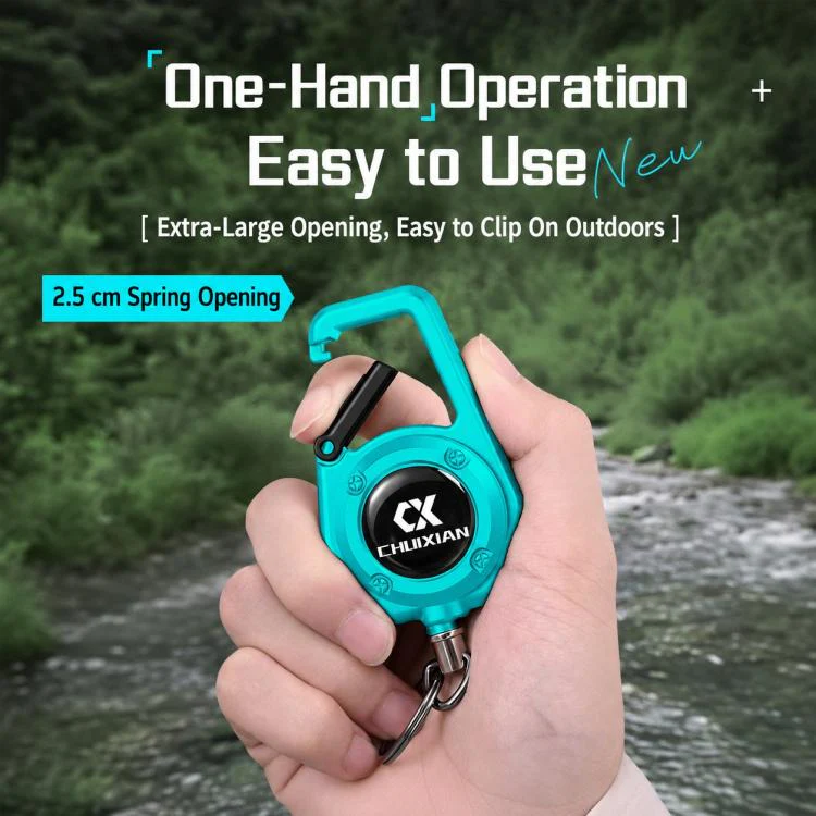 Retractable Reel Carabiner 80cm Steel Wire Anti-Lost Holder for Fishing Scissors Fish Gripper Outdoor Tools(Aurora Blue) - Image 7