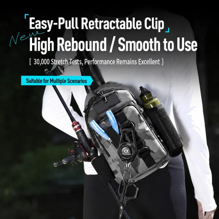 Retractable Reel Carabiner 80cm Steel Wire Anti-Lost Holder for Fishing Scissors Fish Gripper Outdoor Tools(Cyan) - Image 10