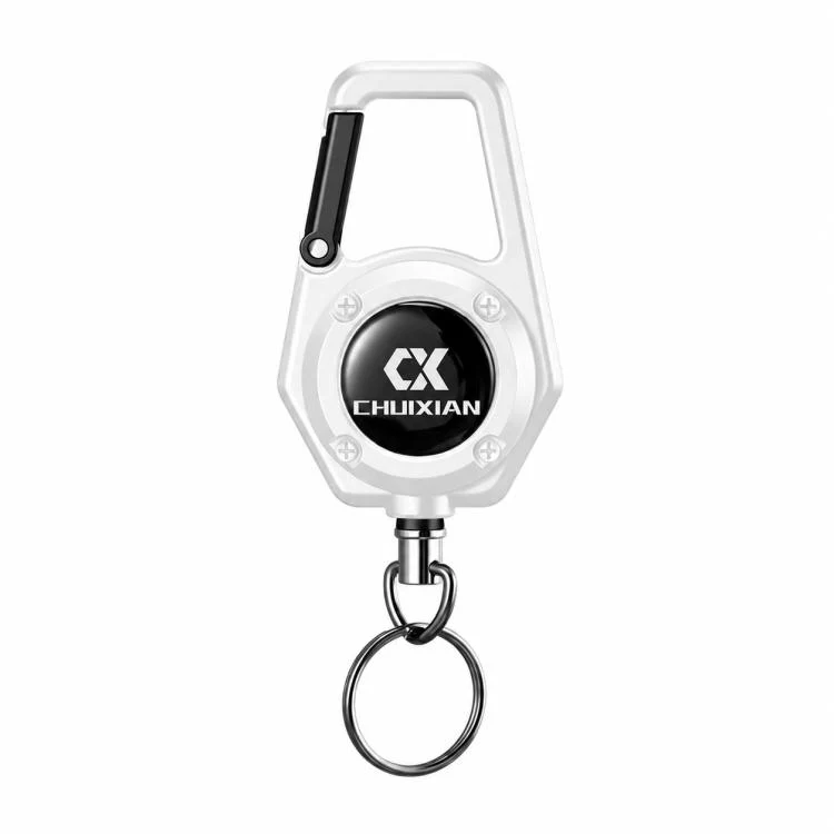 Retractable Reel Carabiner 80cm Steel Wire Anti-Lost Holder for Fishing Scissors Fish Gripper Outdoor Tools(White)
