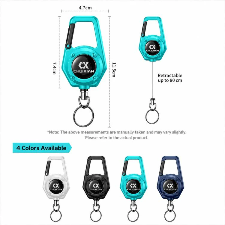 Retractable Reel Carabiner 80cm Steel Wire Anti-Lost Holder for Fishing Scissors Fish Gripper Outdoor Tools(White) - Image 4