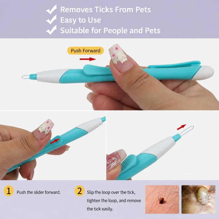 Retractable Tick Remover Lasso Slide Lock Extraction Loop Pen with Standing Base(Ink Green) - Image 4