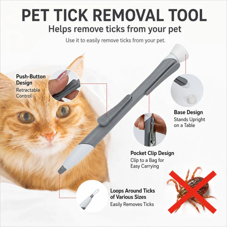 Retractable Tick Remover Lasso Slide Lock Extraction Loop Pen with Standing Base(Ink Green) - Image 5
