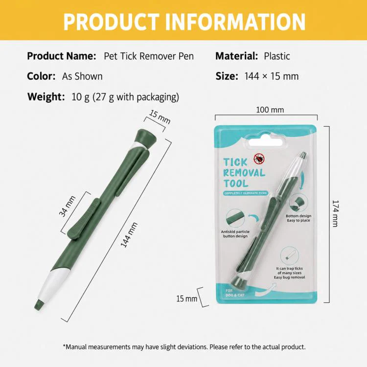 Retractable Tick Remover Lasso Slide Lock Extraction Loop Pen with Standing Base(Ink Green) - Image 7