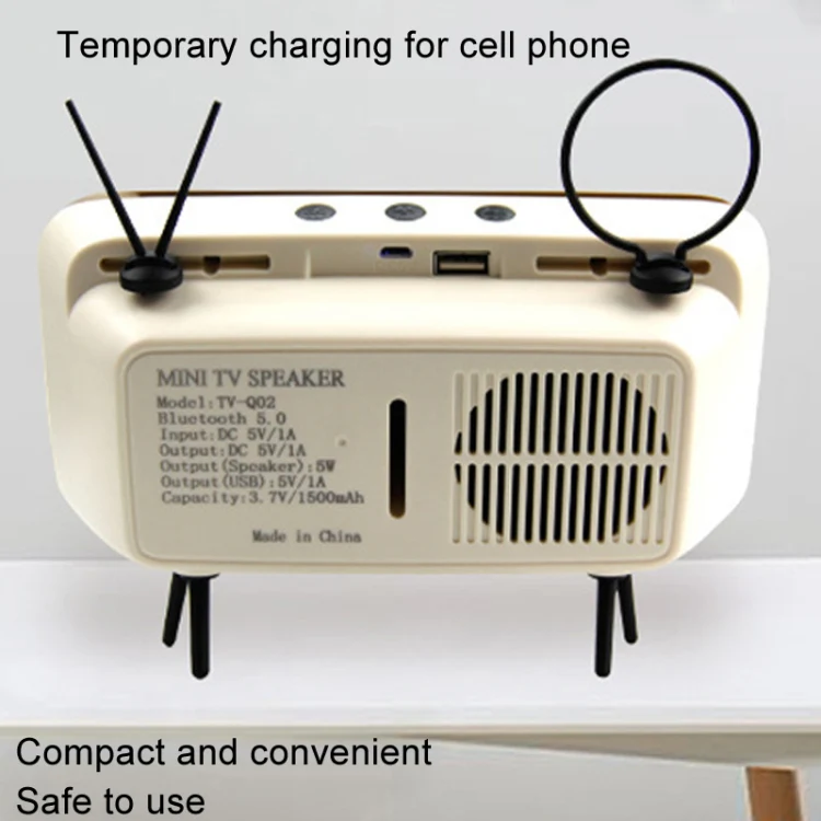 Retro Small TV Desktop Cell Phone Holder With Bluetooth Speaker Player(Brown) - Image 3