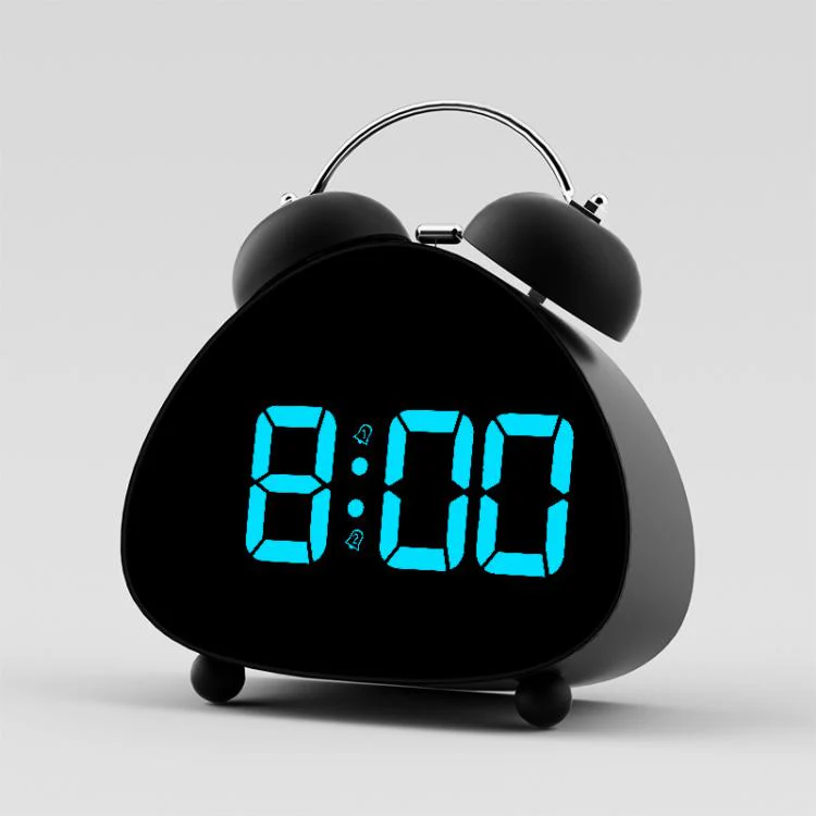 Retro Twin Bell Digital Alarm Clock Super Loud Mechanical Bell-Ringing LED Desk Clock With Backlight(HL-8898 Black+Blue)