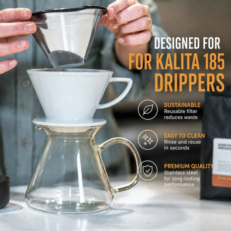 Reusable Coffee Filter Compatible with Kalita Wave 185 Coffee Drippers and OXO Brew 8-Cup Single Serve - Image 6