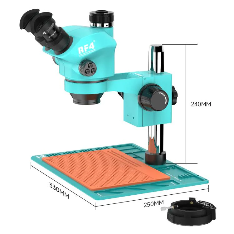 RF4 RF-7050-PO4 7.0X-50X Trinocular Stereo Microscope with PO4 Aluminum Alloy Base - Image 6