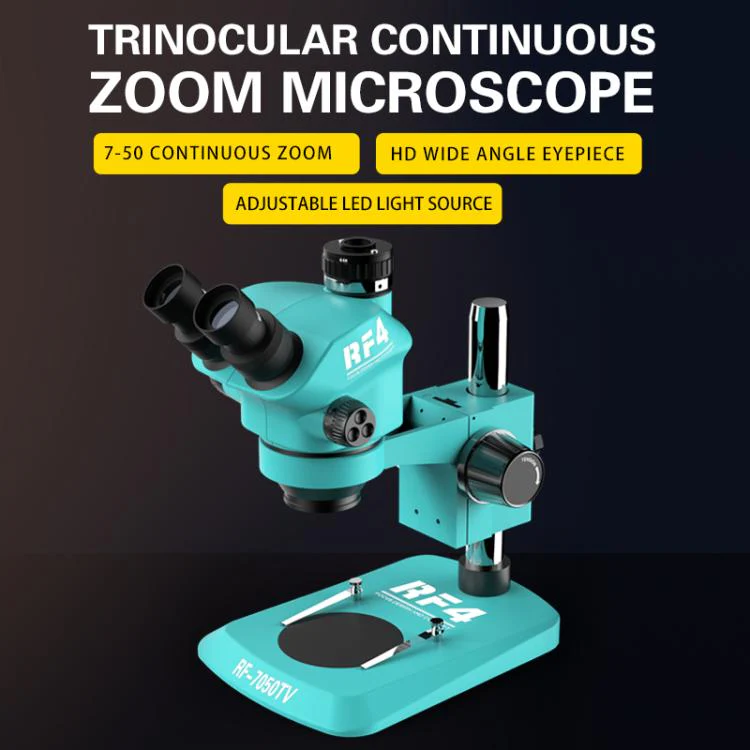 RF4 RF-7050TV Trinocular Microscope 7X-50X Continuous Zoom Synchronous Focusing Phone Repair Microscope - Image 9