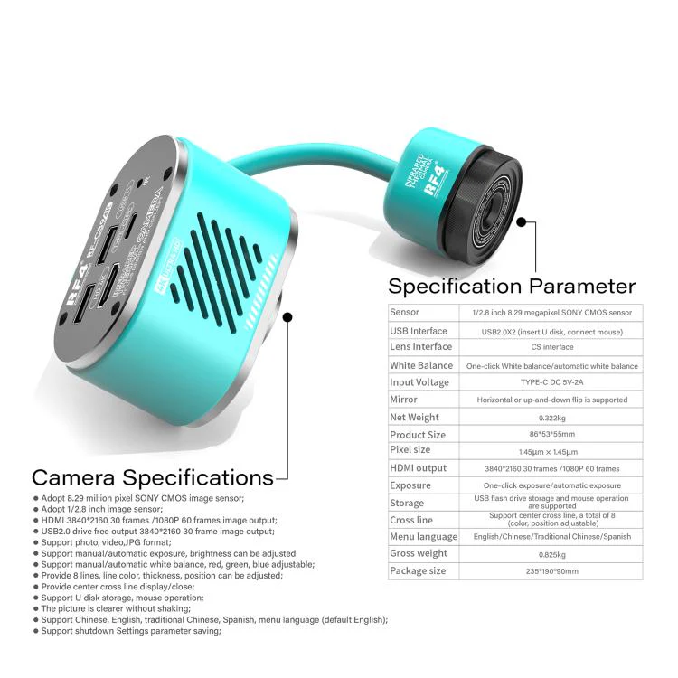 RF4 RF-C39 2 in 1 4K Visible and Infrared Dual-Spectral Thermal Camera for PCB Fault Detector(Blue) - Image 3