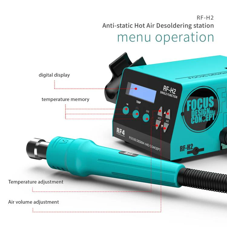 RF4 RF-H2 Lead-free ESD BGA Hot Air Soldering Rework Station for Phone Desoldering Repair(US Plug) - Image 5