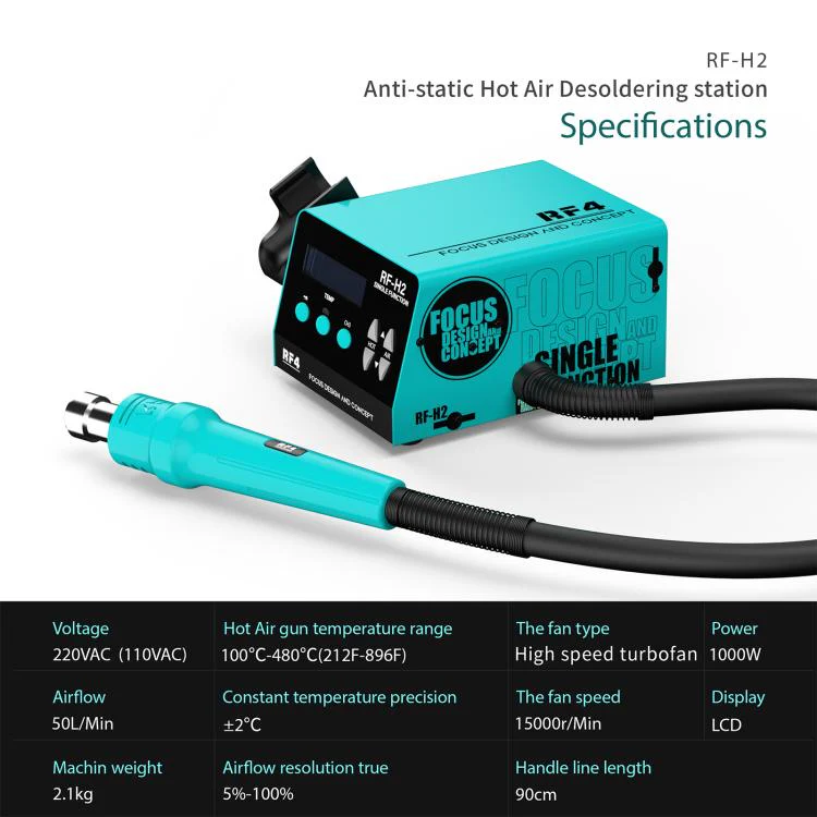 RF4 RF-H2 Lead-free ESD BGA Hot Air Soldering Rework Station for Phone Desoldering Repair(US Plug) - Image 6