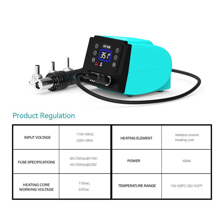 RF4 RF-H6 600W Temperature Control BGA Hot Air Rework Desoldering Station for Mobile Phone Repair(EU Plug) - Image 4