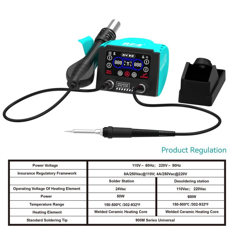 RF4 RF-H7 2 in 1 Digital Display Thermostatic Hot Air Gun Soldering Iron Station(EU Plug) - Image 4