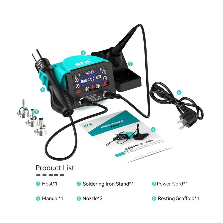 RF4 RF-H7 2 in 1 Digital Display Thermostatic Hot Air Gun Soldering Iron Station(EU Plug) - Image 7