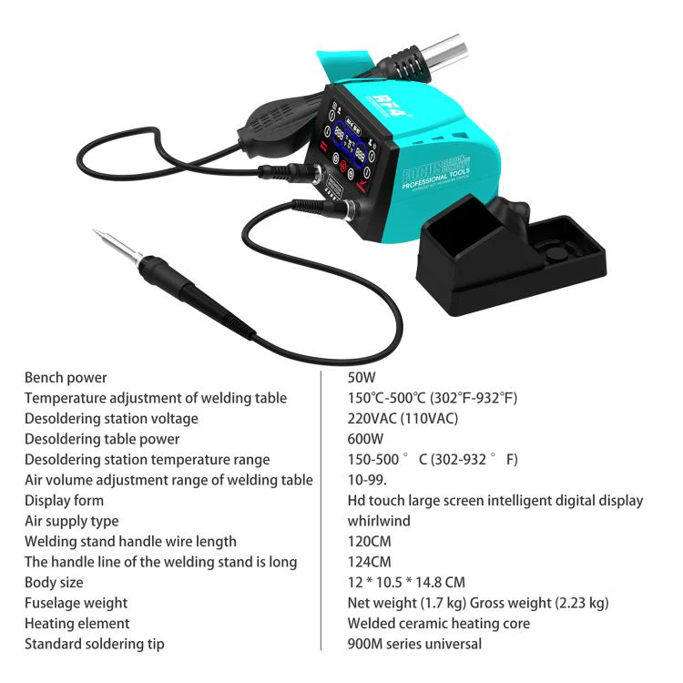 RF4 RF-H7 2 in 1 Digital Display Thermostatic Hot Air Gun Soldering Iron Station(US Plug) - Image 5