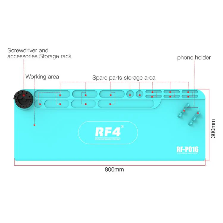 RF4 RF-PO16 Long Multi-functional High Temperature Resistant Silicone Pad with Storage Stand - Image 2