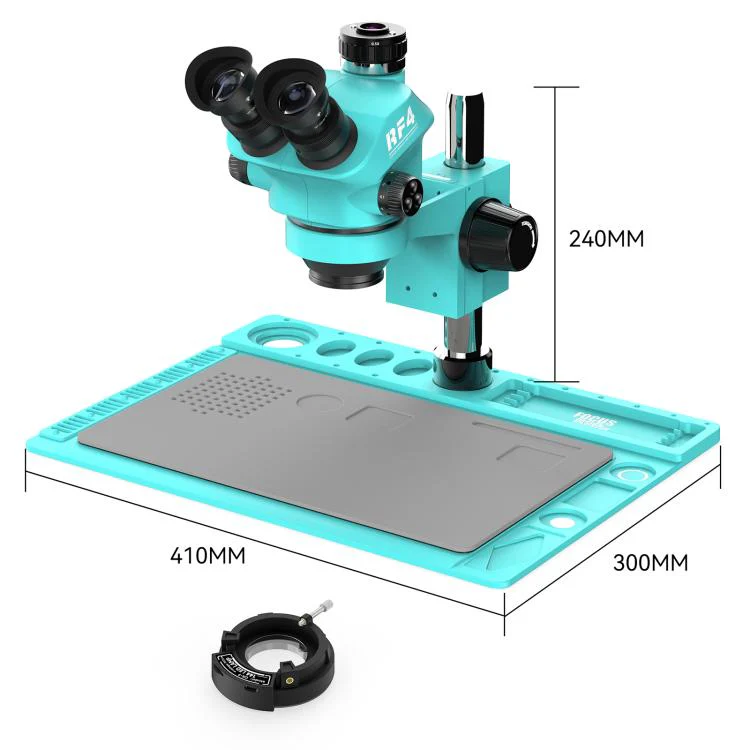 RF4 RF7050TVD2 7-50X Synchronous Zoom Trinocular Stereo Microscope with Aluminum Alloy Big Base - Image 6