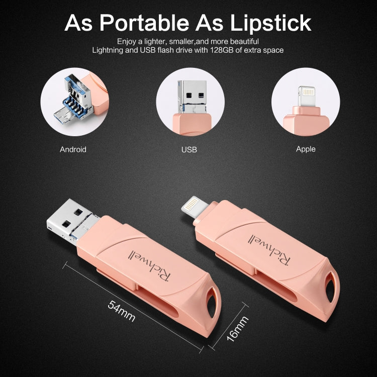 Richwell DXZ64 USB Flash Disk 64G 3 in 1 Micro USB + 8 Pin + USB 3.0 Compatible IPhone & IOS(Silver) - Image 2