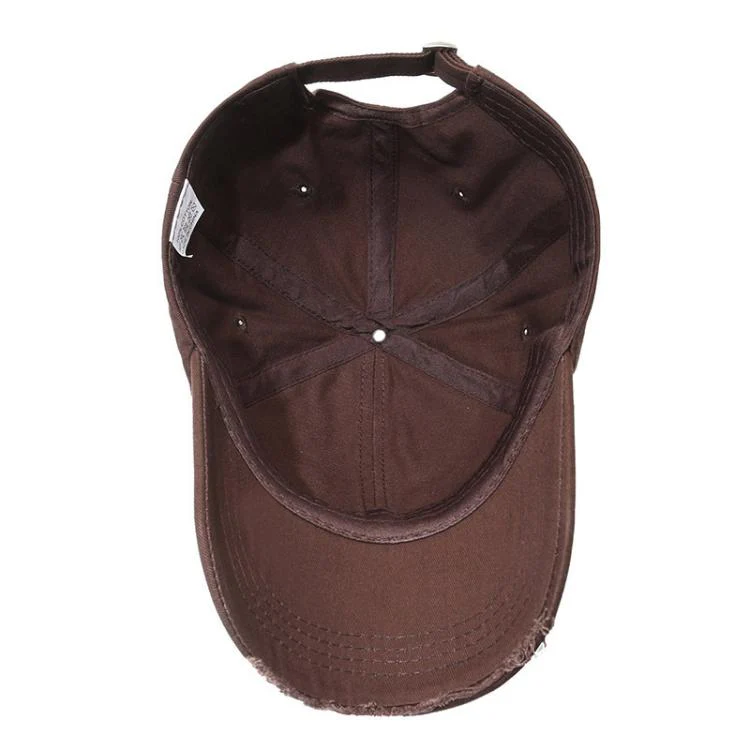 Ripped Baseball Cap Solid Color Distressed Casual Sun Hat, Color: Gray - Image 4