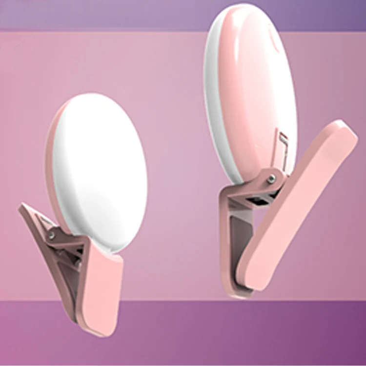 RK17 Mini and Portable Live Show Beauty Artifact 3 Levels of Brightness Warm and White Light Fill Light with 9 LED Light, For iPhone, Galaxy, Huawei, Xiaomi, LG, HTC and Other Smart Phones(Pink)