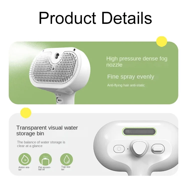 RK56 USB Charging Spray Pet Grooming Comb Cat and Dog Hair Removal Tool Pet Products(White) - Image 7