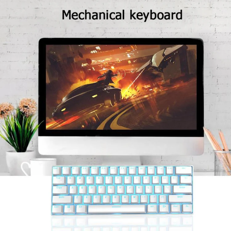 RK61 61 Keys Bluetooth / 2.4G Wireless / USB Wired Three Modes Tablet Mobile Gaming Mechanical Keyboard, Cable Length: 1.5m, Style:Green Shaft(Black) - Image 8