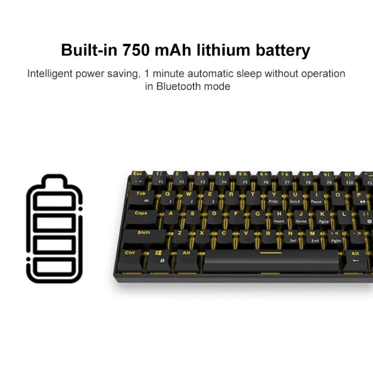 RK61 61 Keys Bluetooth / 2.4G Wireless / USB Wired Three Modes Tablet Mobile Gaming Mechanical Keyboard, Cable Length: 1.5m, Style:Red Shaft(Black) - Image 6
