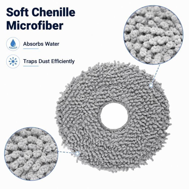 Robot Vacuum Cleaner Replacement Accessories for Xiaomi Mijia Robot Vacuum Mop 2, Specification:Dark Gray Mop Pad - Image 3