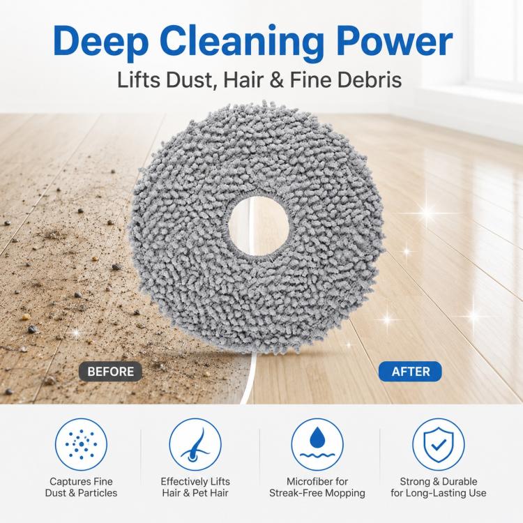 Robot Vacuum Cleaner Replacement Accessories for Xiaomi Mijia Robot Vacuum Mop 2, Specification:Dark Gray Mop Pad - Image 5