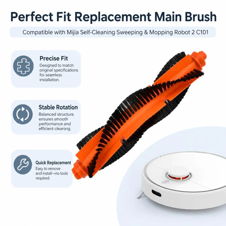 Robot Vacuum Cleaner Replacement Accessories for Xiaomi Mijia Robot Vacuum Mop 2, Specification:Main Brush - Image 2