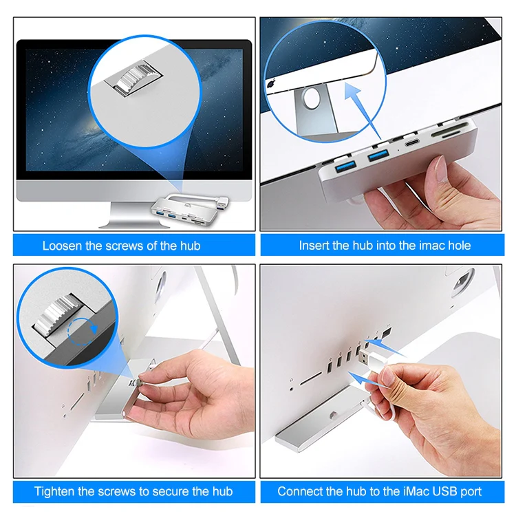 Rocketek For iMac USB3.0 x 3 + SD / TF Multi-function HUB Expansion Dock - Image 8