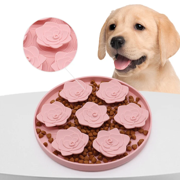 Rose Shaped Pet Lick Pads Dogs Silicone Slow Eating Mat(Green) - Image 7