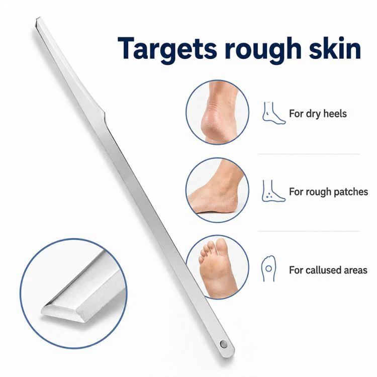 Round Hole Style Stainless Steel Heel Callus Foot Scraper Foot Care Tool(Silver) - Image 5