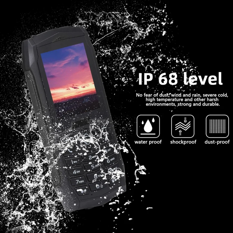 Rugtel R1C Rugged Phone, IP68 Waterproof Dustproof Shockproof, 2.4 inch, MTK6261D, 2000mAh Battery, SOS, FM, Dual SIM(Black) - Image 8