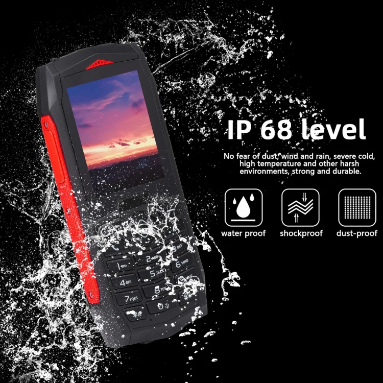 Rugtel R1C Rugged Phone, IP68 Waterproof Dustproof Shockproof, 2.4 inch, MTK6261D, 2000mAh Battery, SOS, FM, Dual SIM(Red) - Image 8
