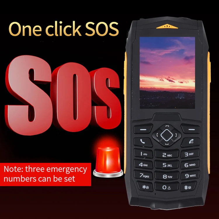 Rugtel R1C Rugged Phone, IP68 Waterproof Dustproof Shockproof, 2.4 inch, MTK6261D, 2000mAh Battery, SOS, FM, Dual SIM(Yellow) - Image 10