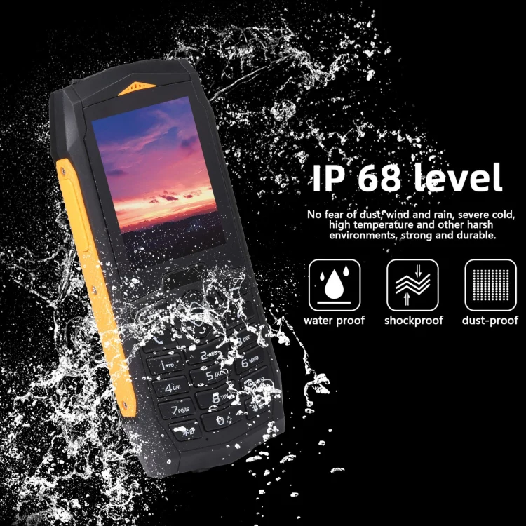Rugtel R1C Rugged Phone, IP68 Waterproof Dustproof Shockproof, 2.4 inch, MTK6261D, 2000mAh Battery, SOS, FM, Dual SIM(Yellow) - Image 8