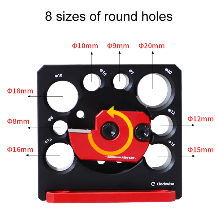 RUITOOL 8pcs / Set Adjustable 8-Hole Drill Rounders Woodworking DIY Tools, Color: Silver And Red - Image 4