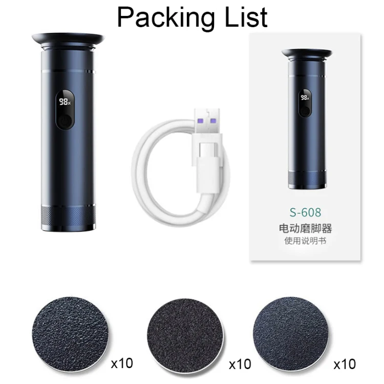 S-608 Smart Digital Display USB Charging Foot Grinder Exfoliating Electric Pedicure(Blue) - Image 6
