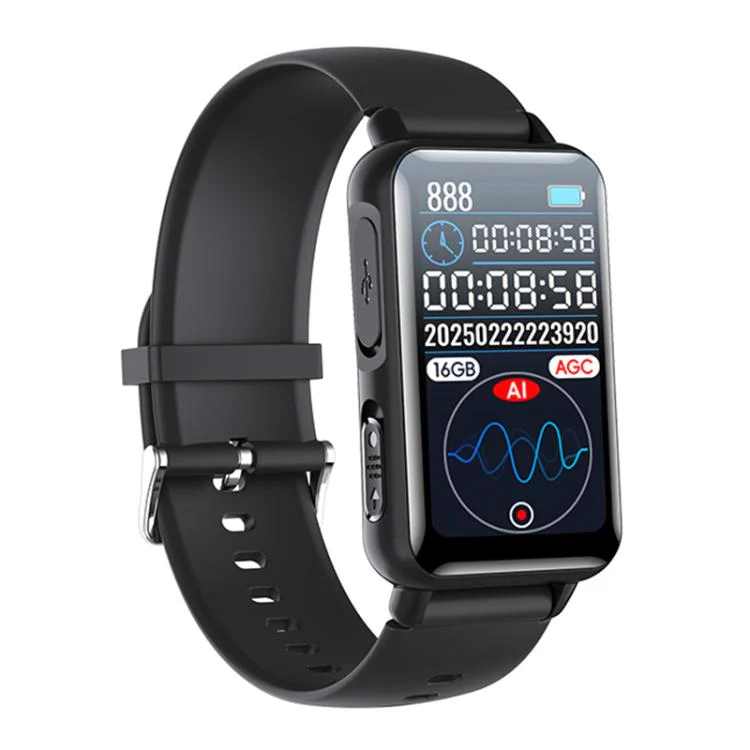 S18A 1.47-inch Screen AI Dialogue Translation Voice Recording Bracelet Support AIREC-APP, Memory:128GB(Black)