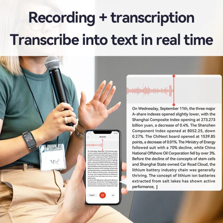 S18A 1.47-inch Screen AI Dialogue Translation Voice Recording Bracelet Support AIREC-APP, Memory:64GB(Black) - Image 4