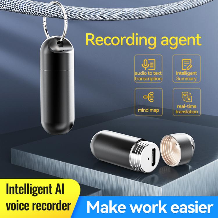 S1A Keychain Mini Smart AI Voice Recorder, Memory:64GB(Black) - Image 5