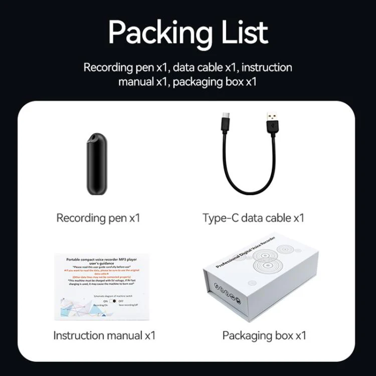 S1A Keychain Mini Smart AI Voice Recorder, Memory:8GB(Black) - Image 11