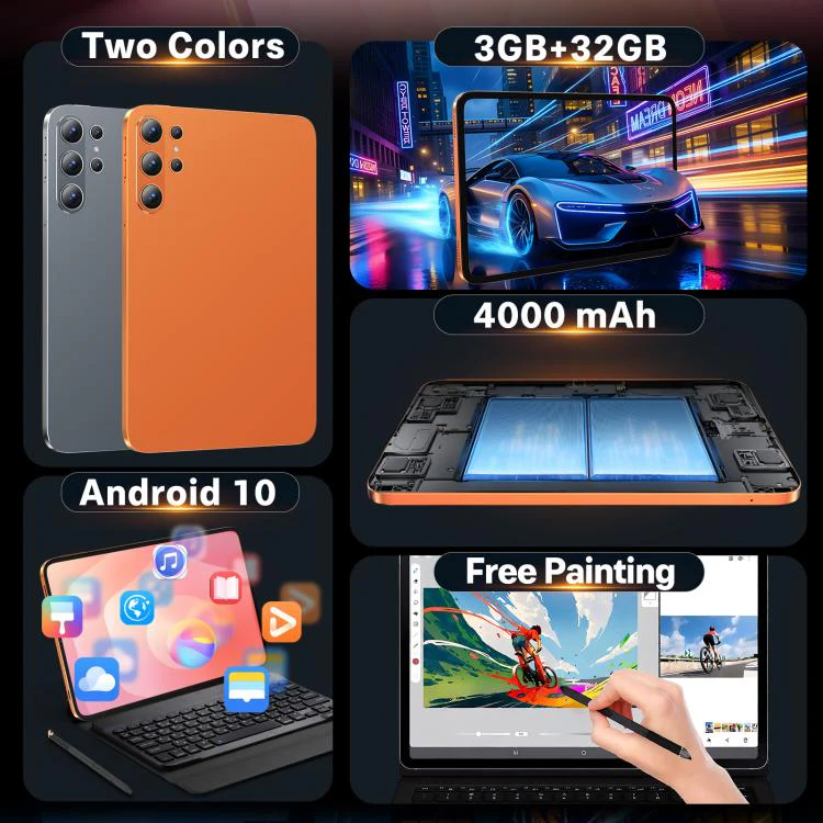 S26 Ultra 10.1 inch WiFi Tablet PC, 3GB+32GB, Android 10 MTK6750 Octa Core, US Plug (Orange) - Image 3