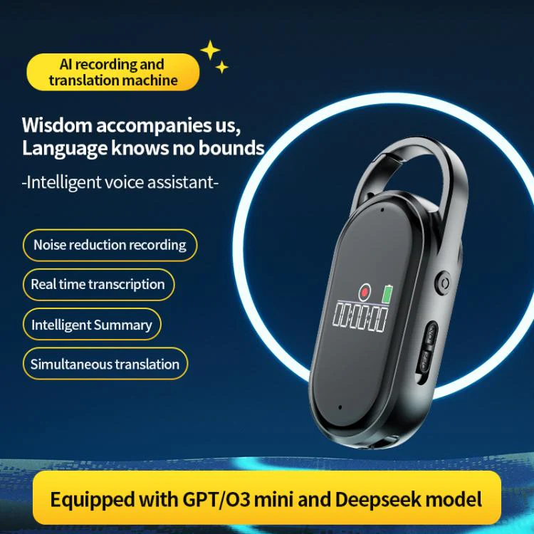 S29A 0.42-inch TFT Display Portable Keychain AI Voice Recorder Support AIREC-APP, Memory:128GB(Black) - Image 5