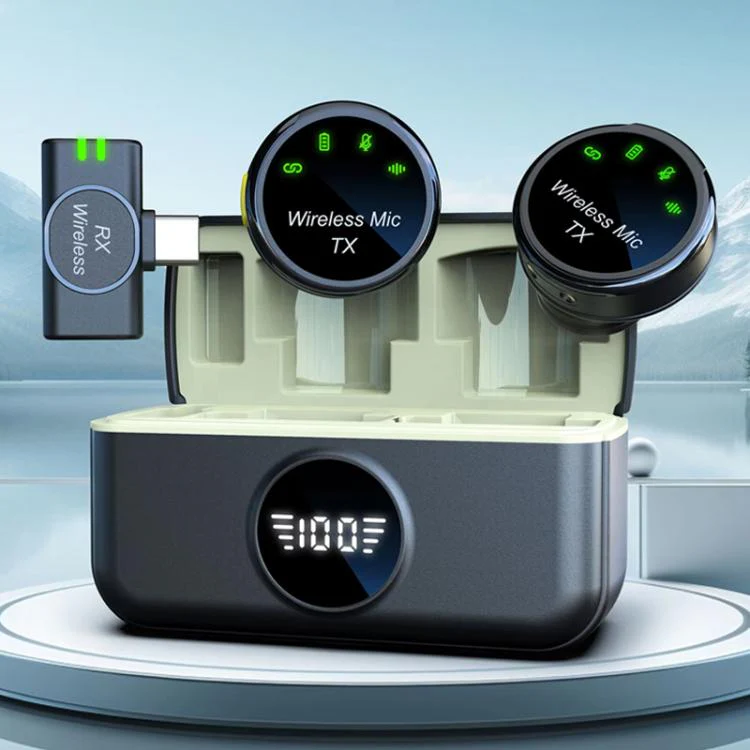 S5 2 in 1 Mini Magnetic Clip Wireless Microphone with Charging Case, Model:Type-C Plug(Black Yellow)