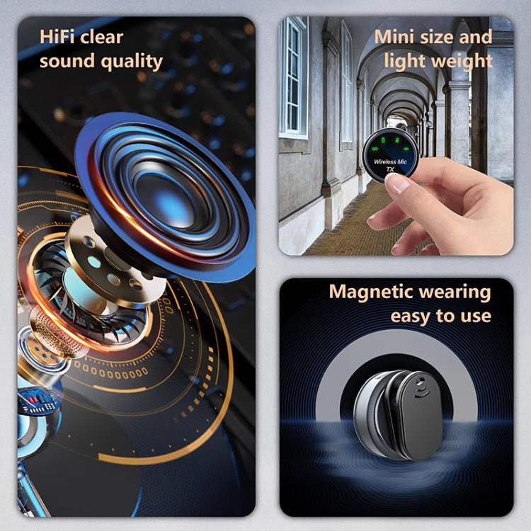 S5 2 in 1 Mini Magnetic Clip Wireless Microphone with Charging Case, Model:Type-C Plug(Black Yellow) - Image 5